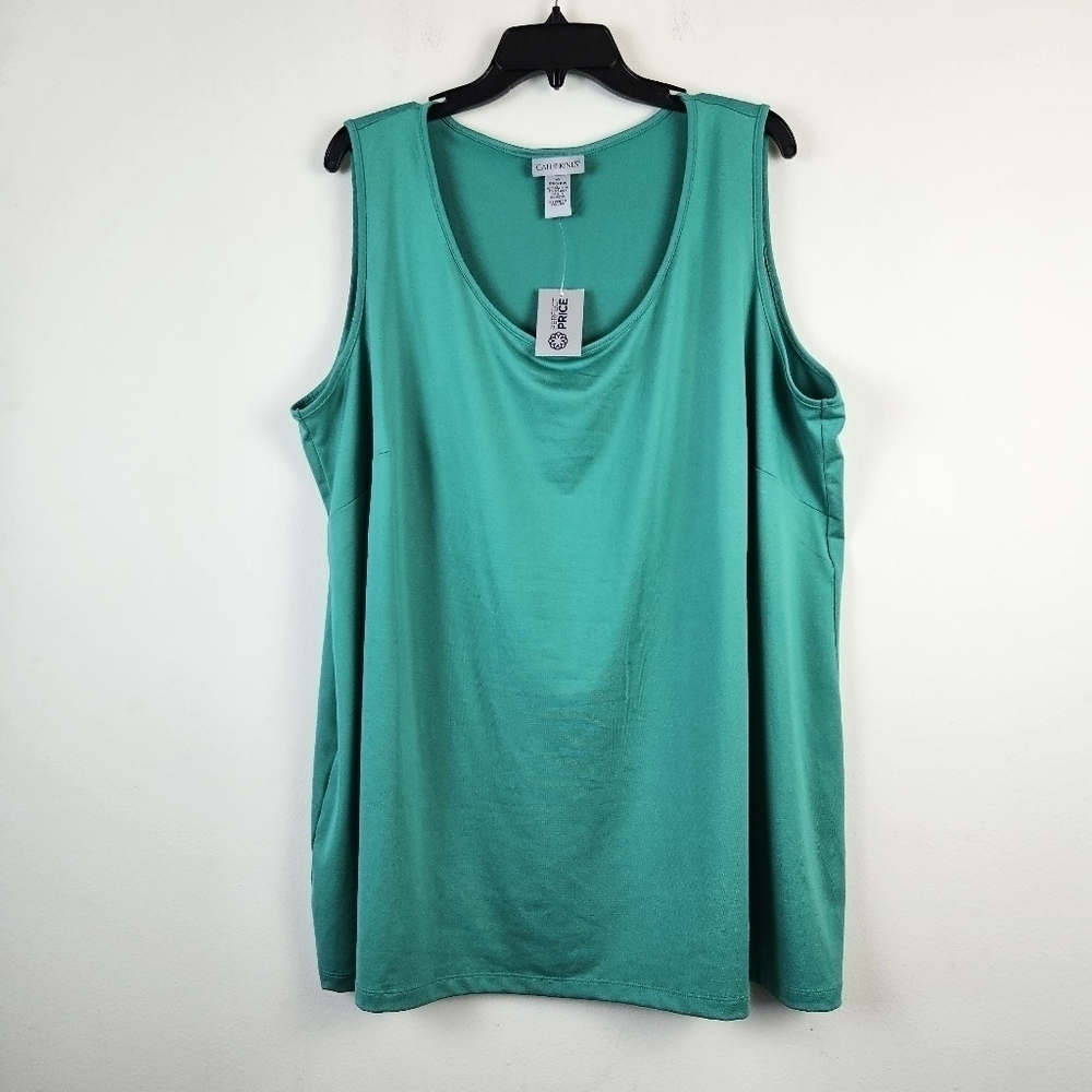 CATHERINES Plus 3X 26/28W Green Sleeveless Tank Top NWT